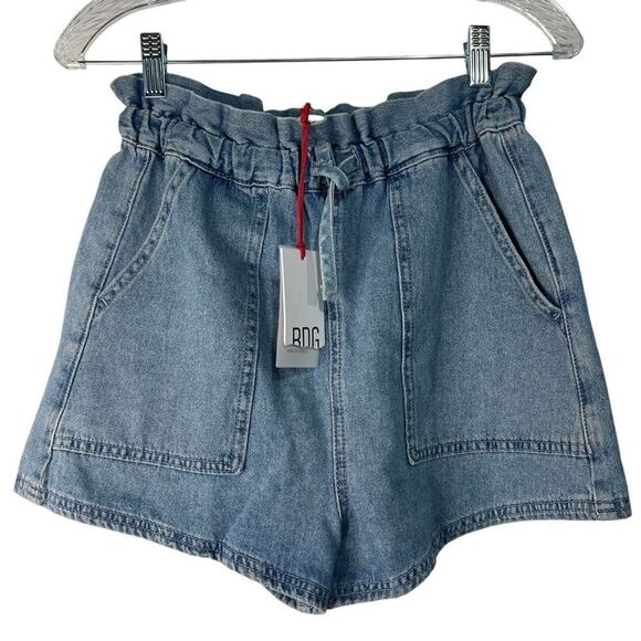 BDG Urban Outfitters Paperbag Denim Shorts Womens Small Light Wash Tie Front - Picture 1 of 4